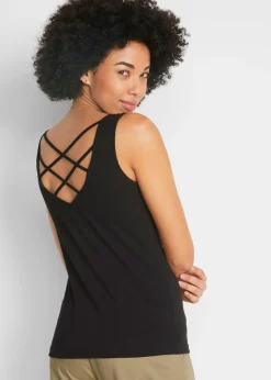 bonprix bonprix Camisetas>Top de punto de algodón orgánico puro Negro