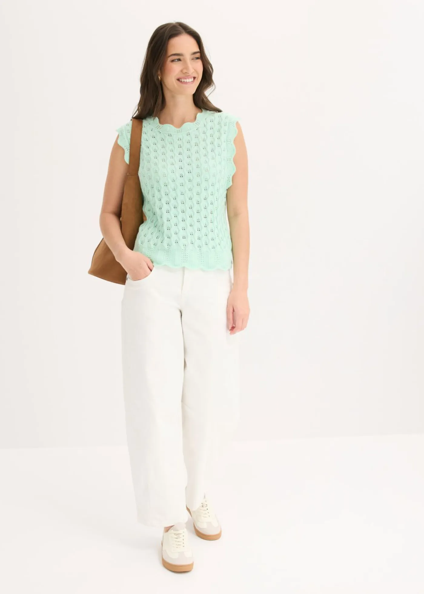 Mujer bonprix bonprix Top de punto de algodón puro