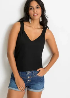bonprix bonprix Camisetas>Top de punto de viscosa pura Negro