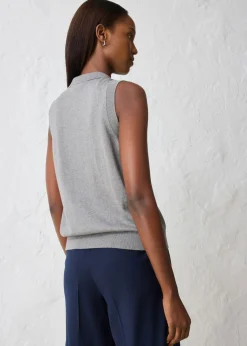 Mujer bonprix bonprix Top de punto fino con contenido de seda y cuello tipo polo