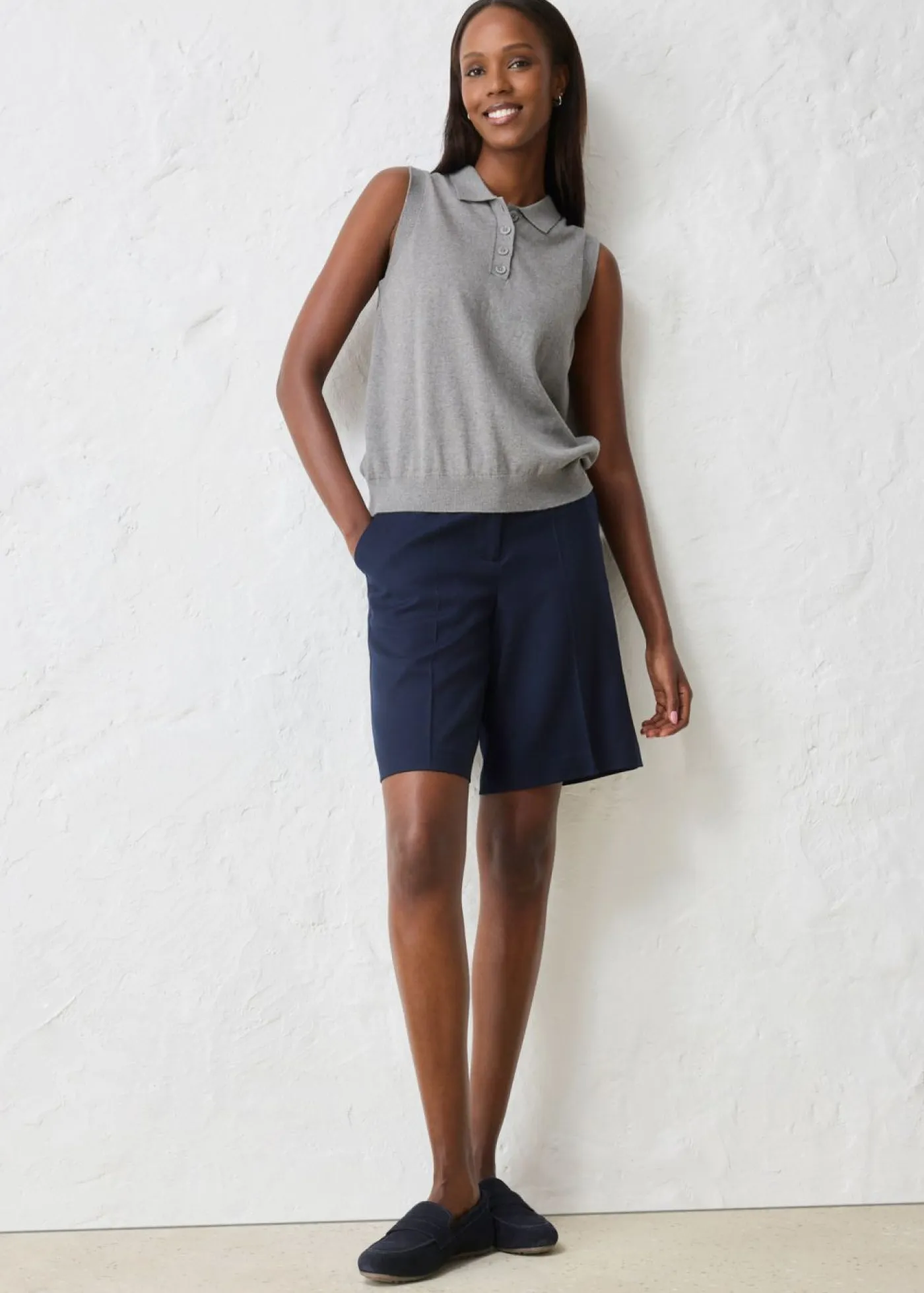 Mujer bonprix bonprix Top de punto fino con contenido de seda y cuello tipo polo