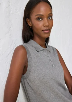 Mujer bonprix bonprix Top de punto fino con contenido de seda y cuello tipo polo