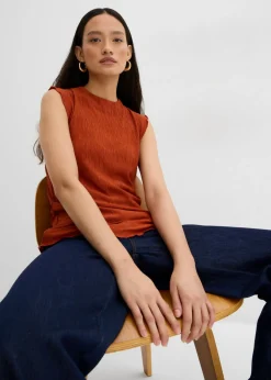 Mujer bonprix bonprix Top de tejido arrugado estructurado