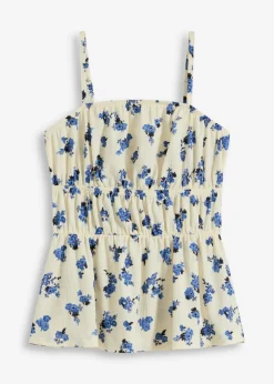 bonprix bonprix Camisetas>Top de tirantes finos de crepé estructurado Blanco lana