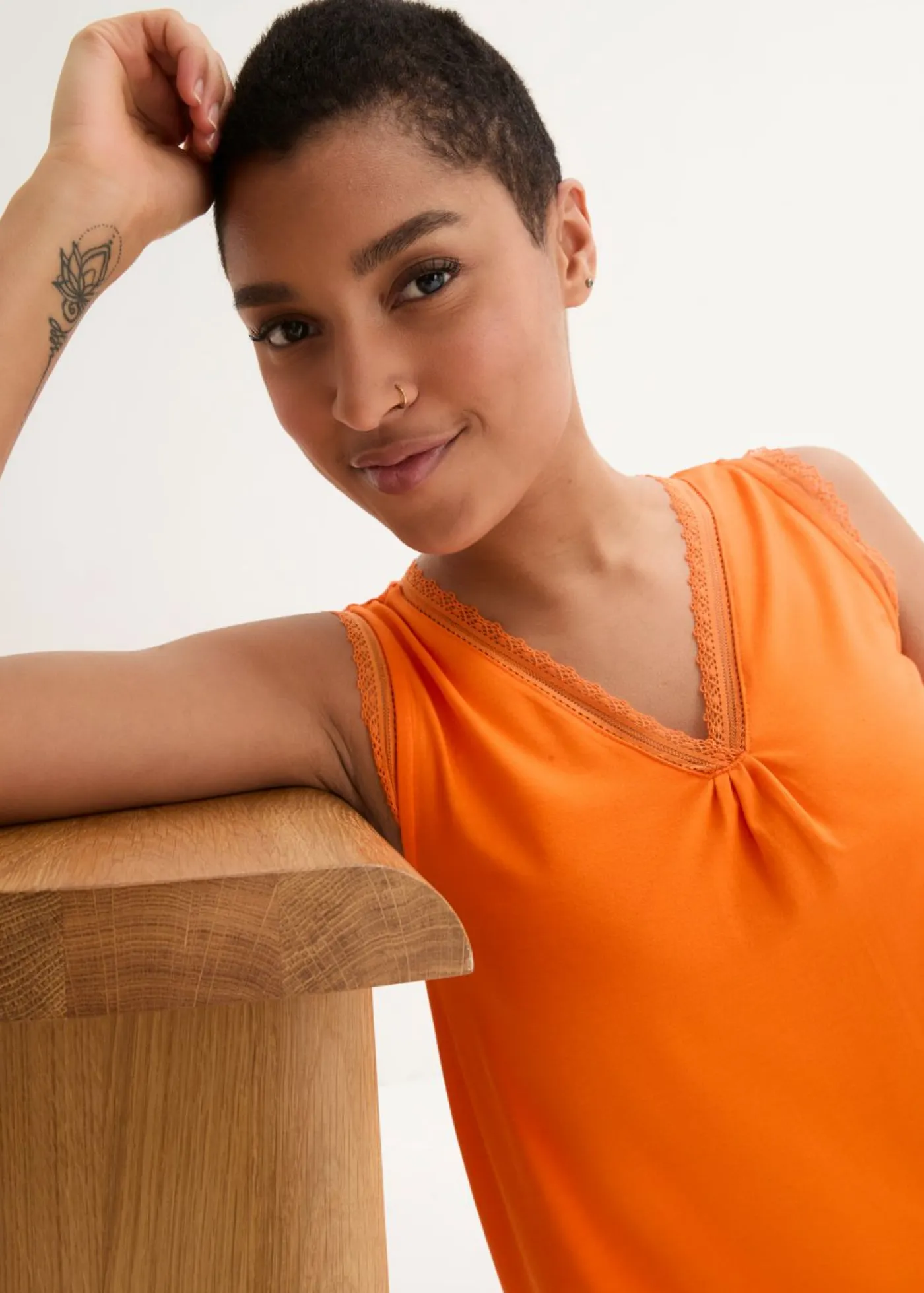 Mujer bonprix bonprix Top de viscosa con encaje