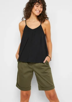 bonprix bonprix Camisetas|Novedades>Top de viscosa fluida con tirantes finos Negro