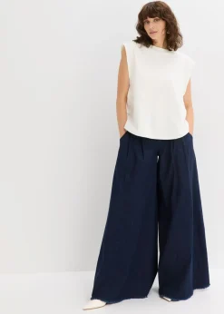 Mujer bonprix bonprix Top holgado con inserto de canalé en las mangas