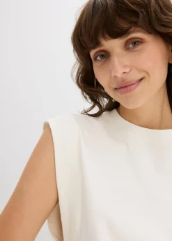 Mujer bonprix bonprix Top holgado con inserto de canalé en las mangas