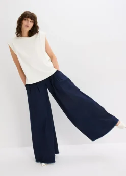 Mujer bonprix bonprix Top holgado con inserto de canalé en las mangas