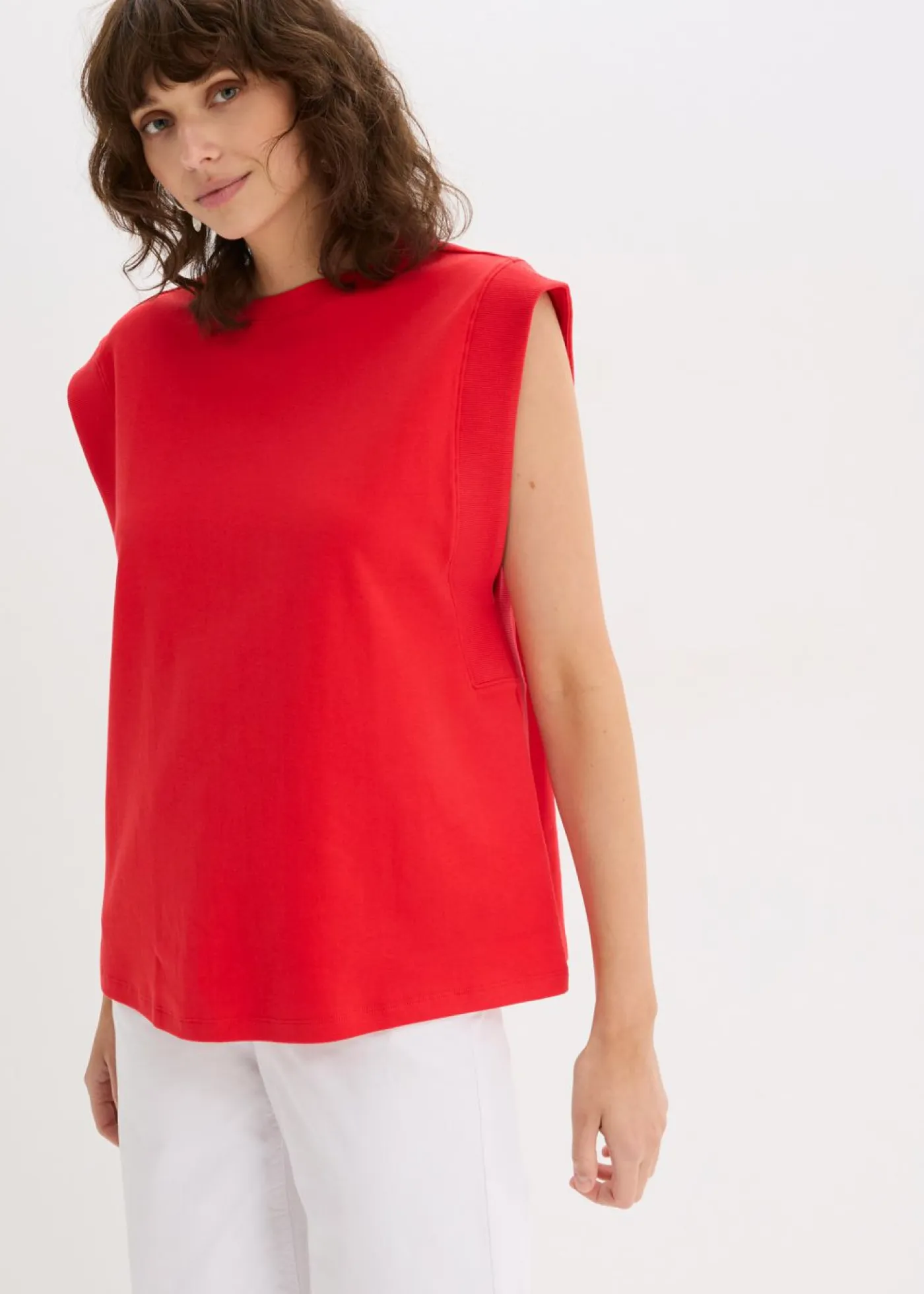 Mujer bonprix bonprix Top holgado con inserto de canalé en las mangas