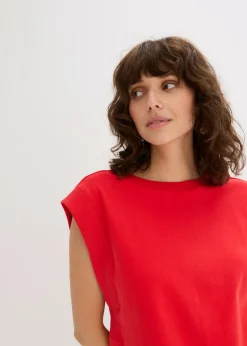 Mujer bonprix bonprix Top holgado con inserto de canalé en las mangas