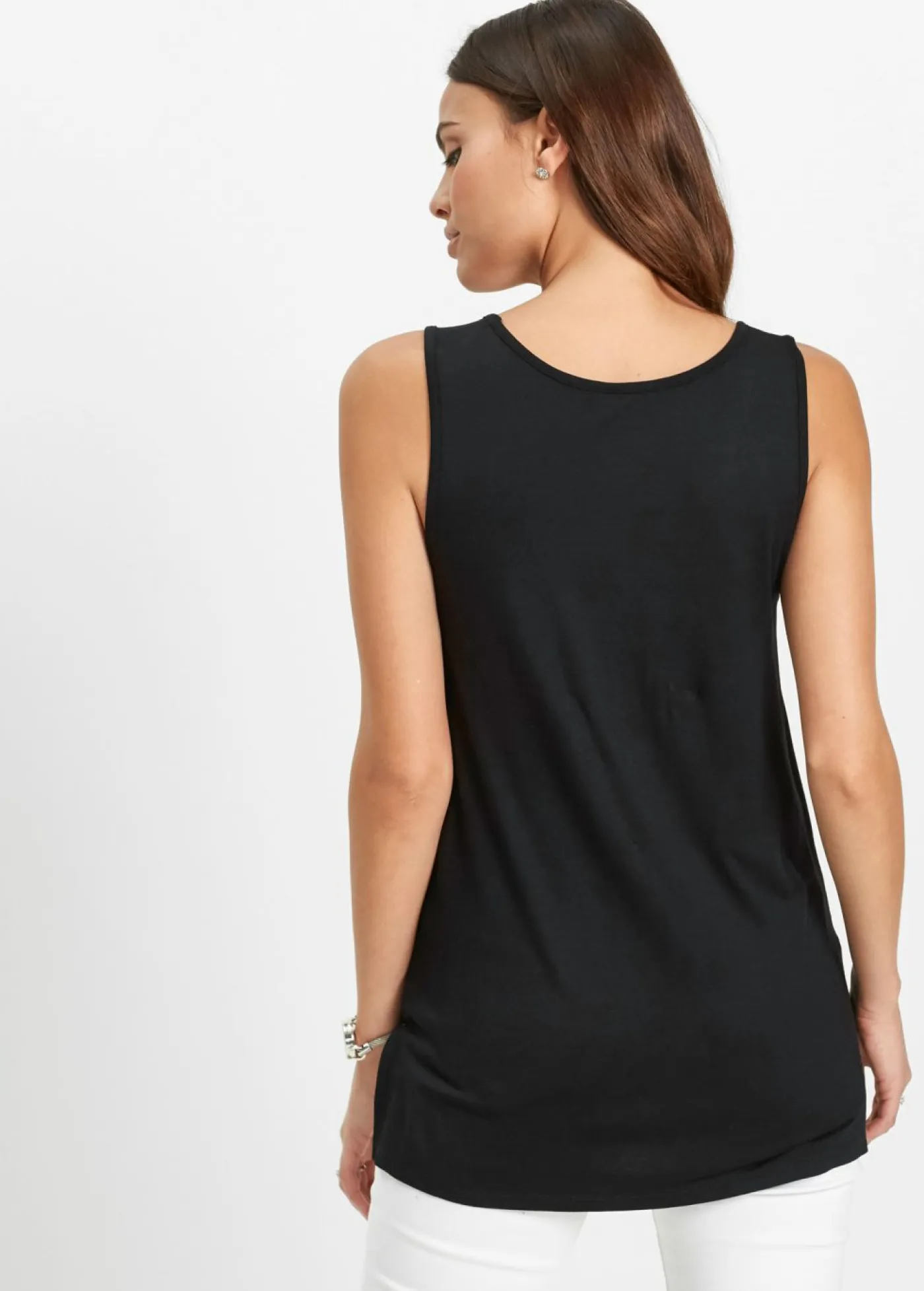 bonprix bonprix Camisetas>Top largo Negro-plata estampado