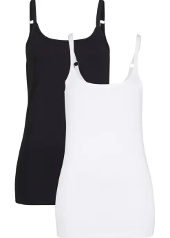 Mujer bonprix bonprix Top largo con tirantes finos de algodón (2 unidades)