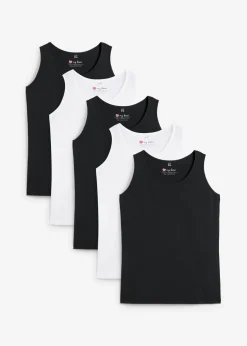 bonprix bonprix Camisetas Interiores|Básicos>Top largo de algodón orgánico puro (5 unidades) Negro-blanco