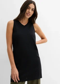 bonprix bonprix Camisetas Interiores|Básicos>Top largo de algodón orgánico puro (2 unidades) Negro-melocotón