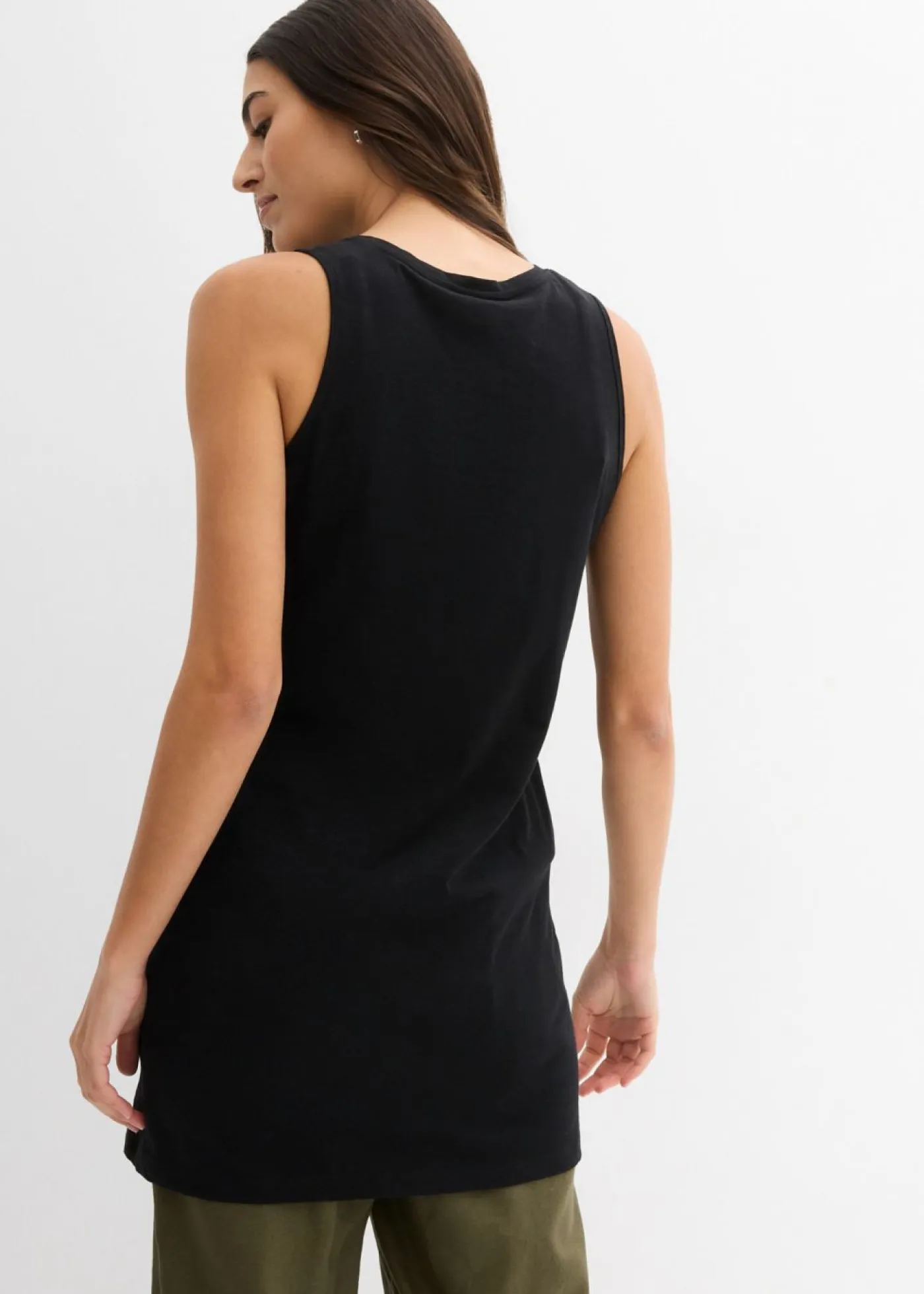 bonprix bonprix Camisetas Interiores|Básicos>Top largo de algodón orgánico puro (2 unidades) Negro-melocotón