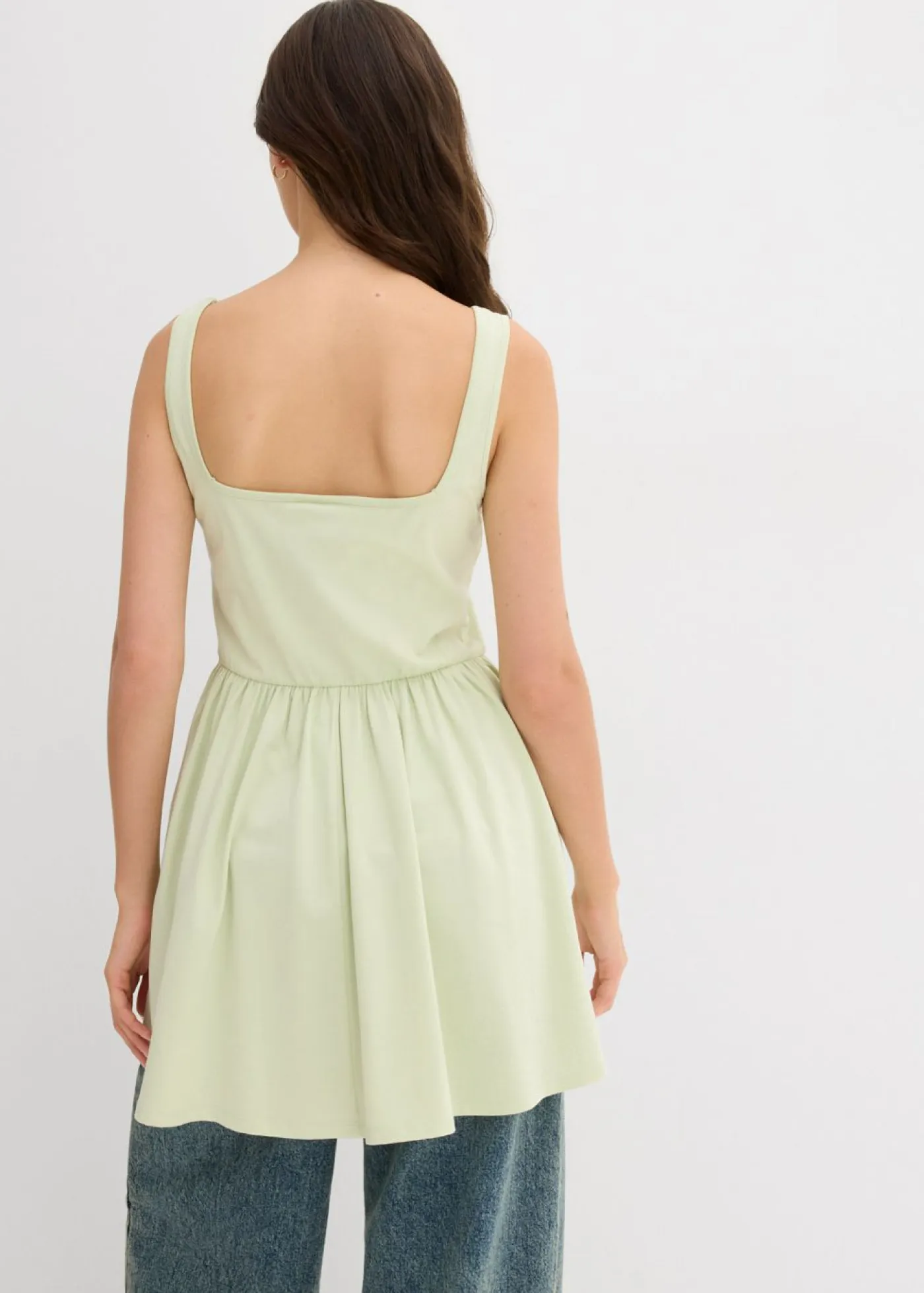 bonprix bonprix Camisetas>Top largo de mezcla de algodón elástico Salvia suave