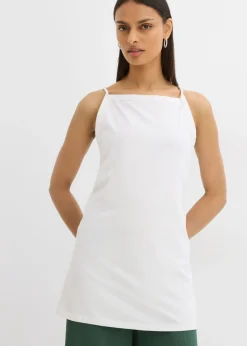 bonprix bonprix Esenciales|Camisetas>Top largo de mezcla de algodón elástico Blanco