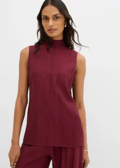 bonprix bonprix Conjuntos De Ropa|Esenciales>Top largo de mezcla de viscosa estructurada rojo avellana