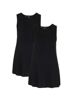 bonprix bonprix Básicos|Camisetas>Top largo de viscosa suave (2 unidades) Negro