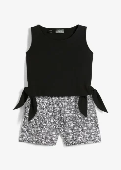 bonprix bonprix Ropa 9 A 16 Años·Camisetas Y Camisas|Ropa 9 A 16 Años·Shorts>Top y pantalón corto (2 piezas) Negro-blanco