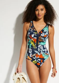 bonprix bonprix Bañadores>Traje de baño con cremallera Azul marino