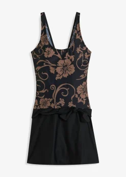 bonprix bonprix Vestidos Moldeadores|Trajes De Baño>Traje de baño con ligero efecto moldeador Negro-marrón grisáceo de flores