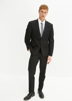 bonprix bonprix Trajes>Traje (4 piezas): americana, pantalón, camisa, corbata negro+blanco+plata