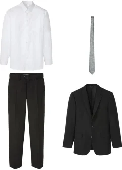 bonprix bonprix Trajes>Traje (4 piezas) con camisa y corbata, regular fit Negro