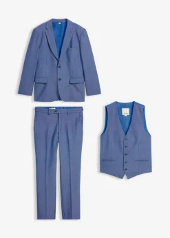 bonprix bonprix Trajes>Traje (3 piezas) con chaleco, regular fit azul moteado