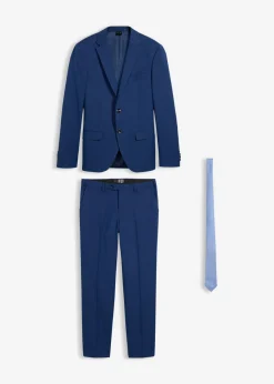 bonprix bonprix Trajes>Traje (3 piezas) con corbata, slim fit Azul