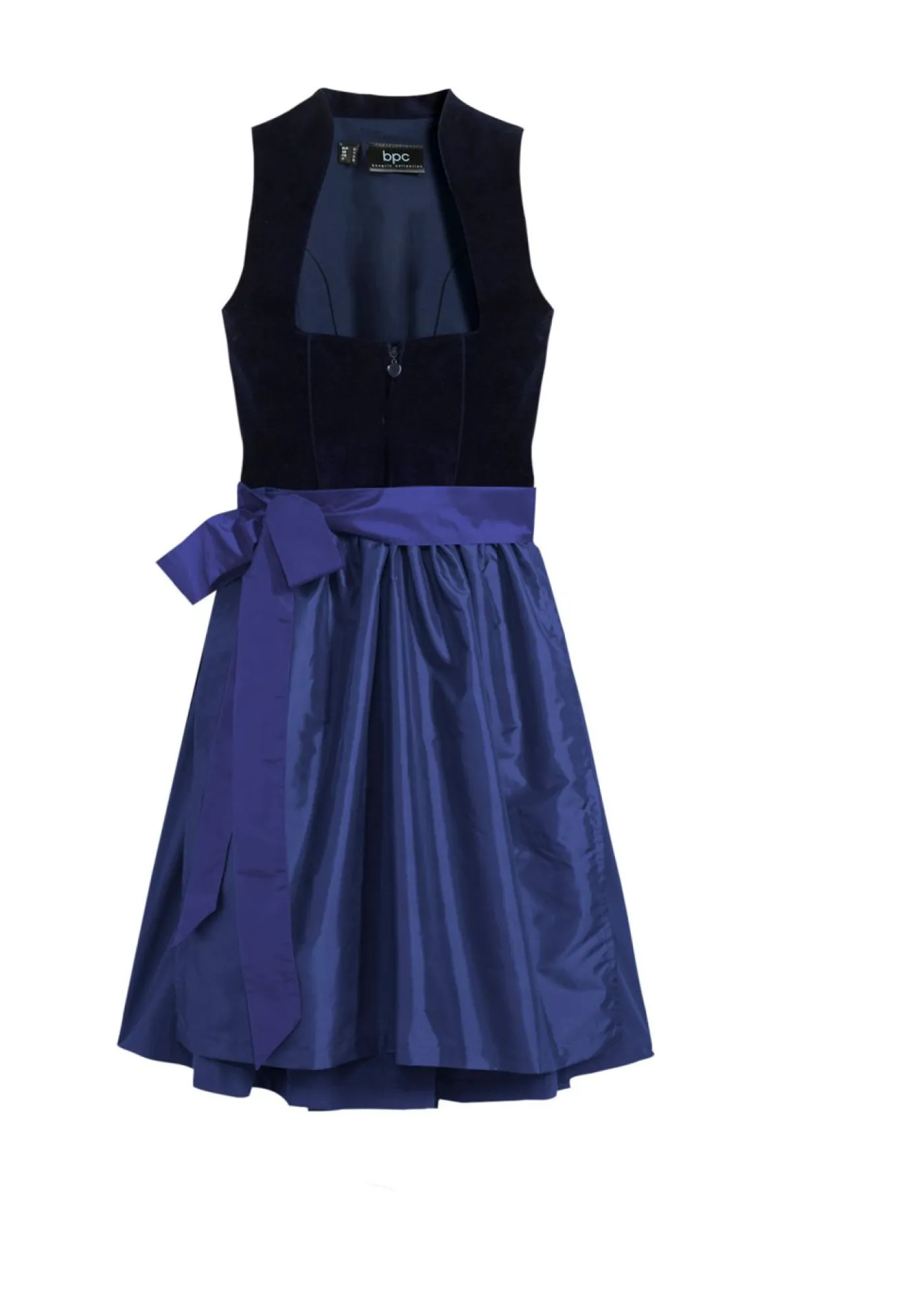 bonprix bonprix Vestidos>Traje tirolés con corpiño de terciopelo y delantal de satén (2 piezas) Azul marino/azul oxford