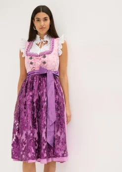 bonprix bonprix Vestidos>Traje tirolés y delantal (2 piezas) Lila claro/morado/baya