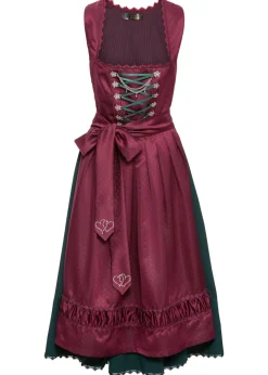 bonprix bonprix Tallas Pequeñas|Vestidos>Traje tirolés y delantal (2 piezas) Magenta/verde intenso/negro/violeta mate/blanco lana estampado