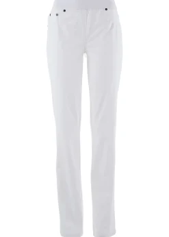 bonprix bonprix Pantalones>Treggings de sarga de mezcla de algodón elástica Blanco