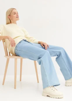 Mujer bonprix bonprix Vaquero de pernera ancha, mid waist, elástico