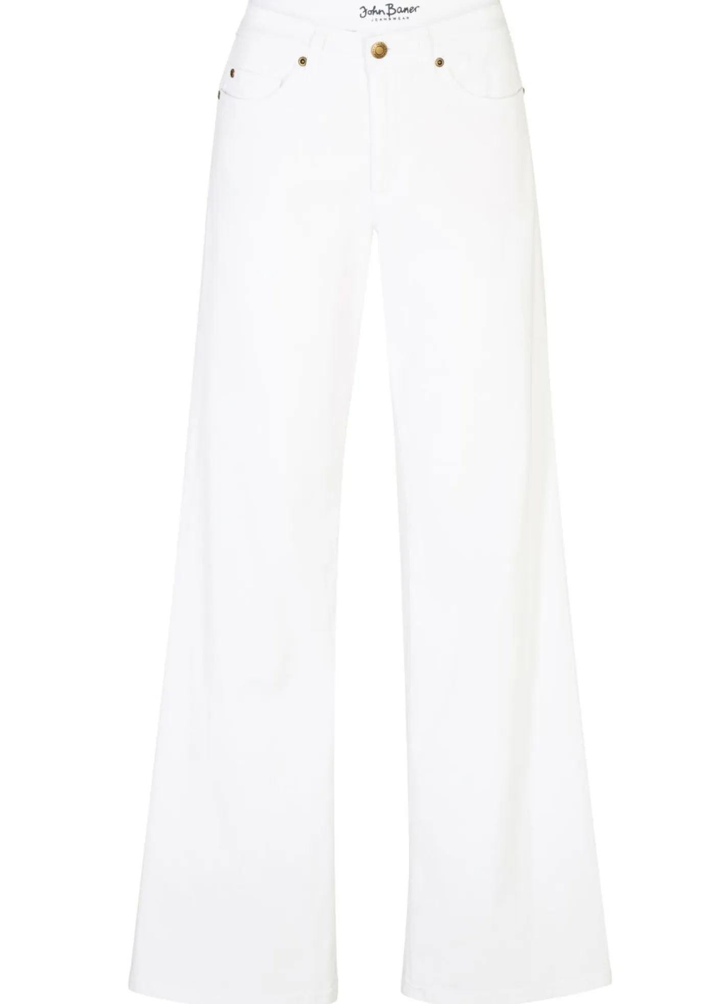 bonprix bonprix Vaqueros>Vaquero de pernera ancha, mid waist, elástico Denim blanco