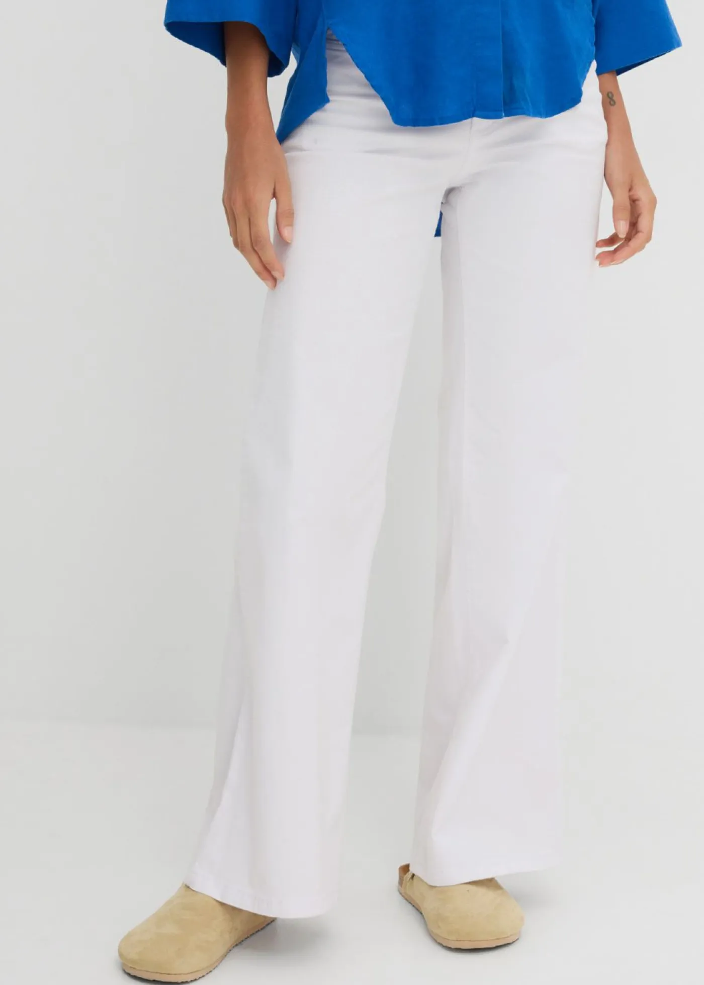 bonprix bonprix Vaqueros>Vaquero de pernera ancha, mid waist, elástico Denim blanco