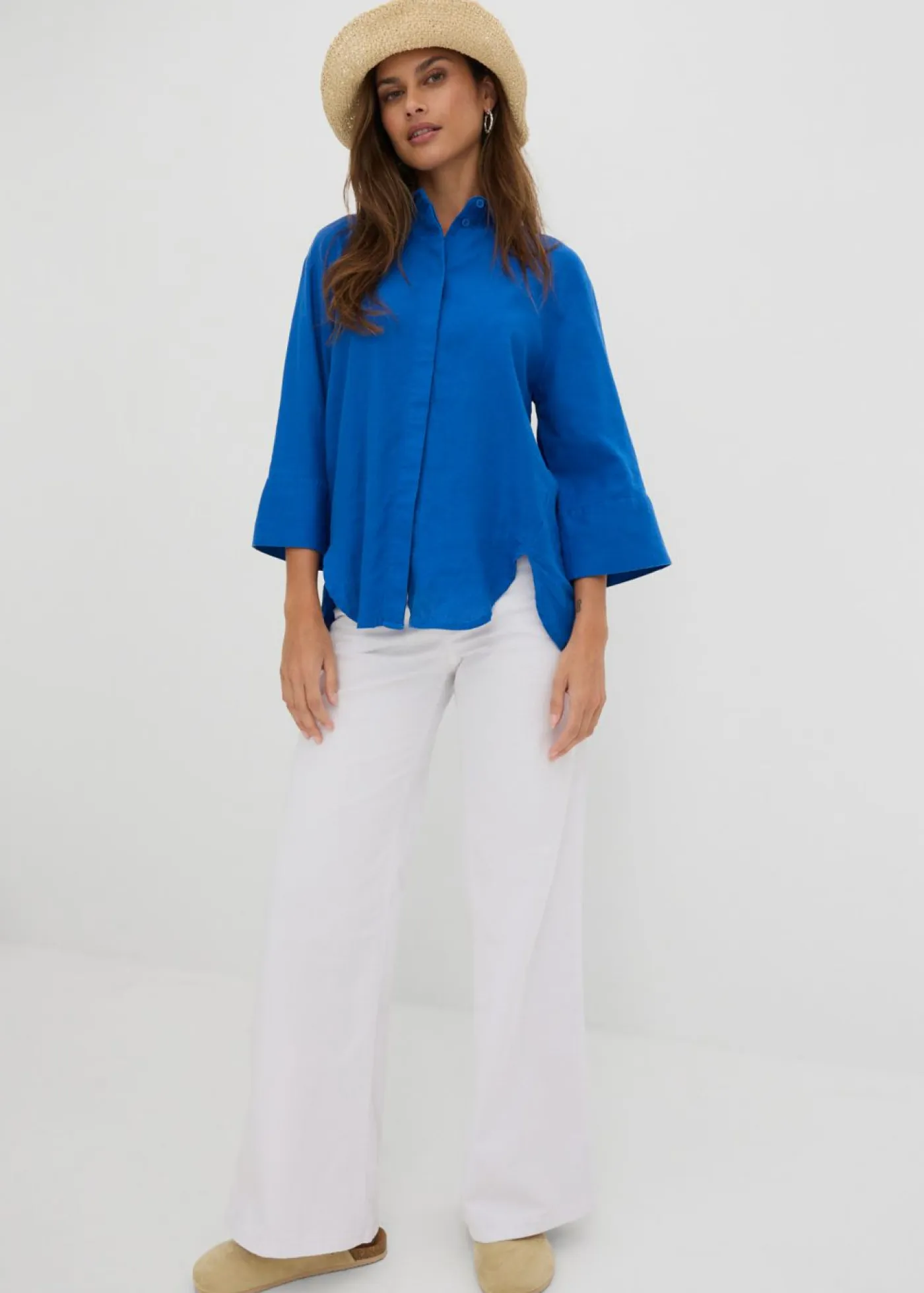 bonprix bonprix Vaqueros>Vaquero de pernera ancha, mid waist, elástico Denim blanco