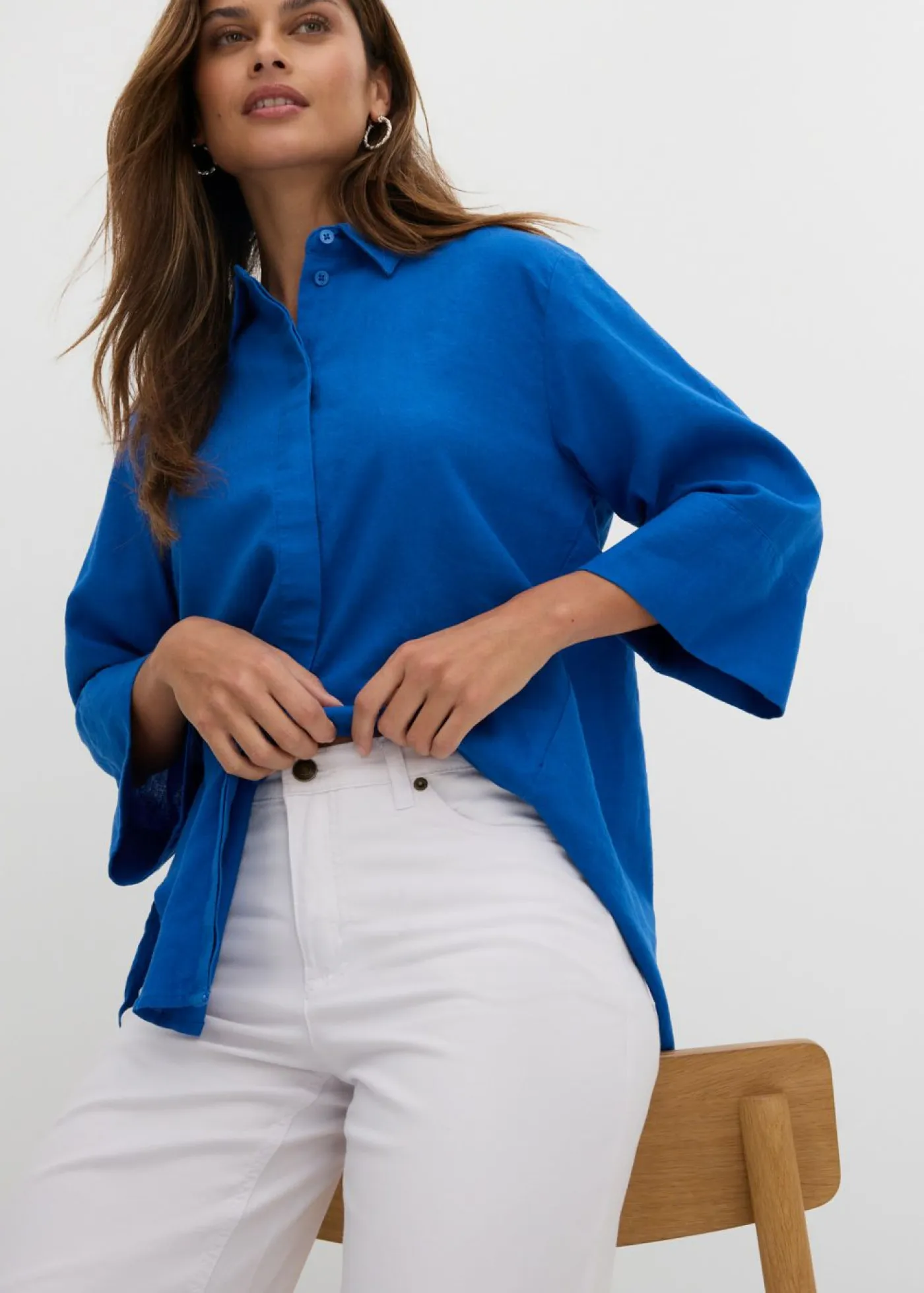 bonprix bonprix Vaqueros>Vaquero de pernera ancha, mid waist, elástico Denim blanco