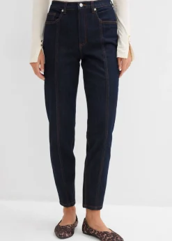 bonprix bonprix Vaqueros>Vaquero mom, high waist, elásticos Azul oscuro denim