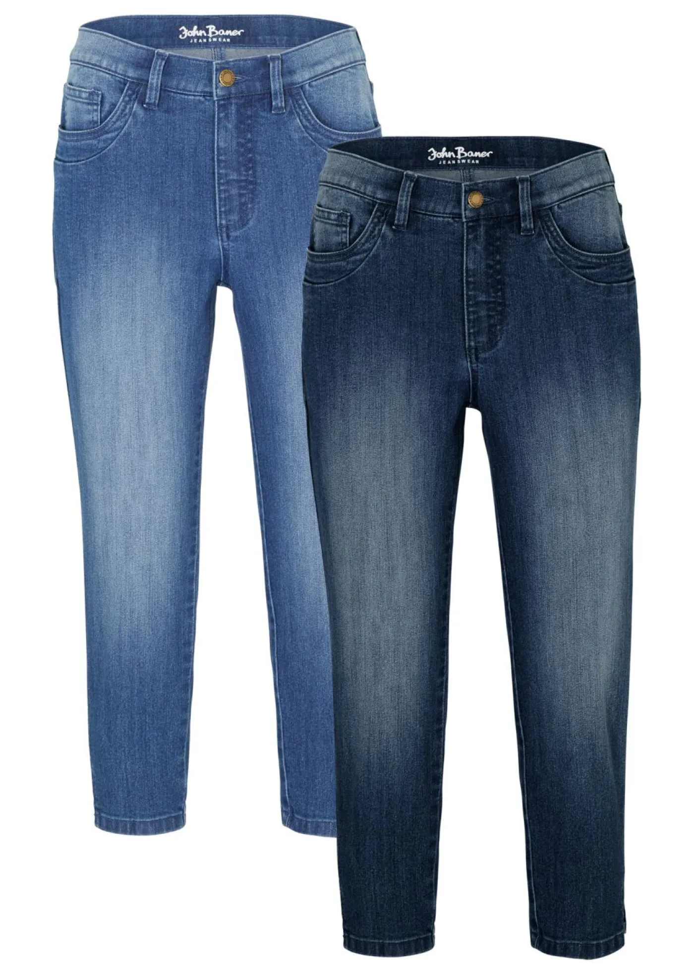 bonprix bonprix Vaqueros>Vaqueros 3/4 azul piedra+azul oscuro denim usado