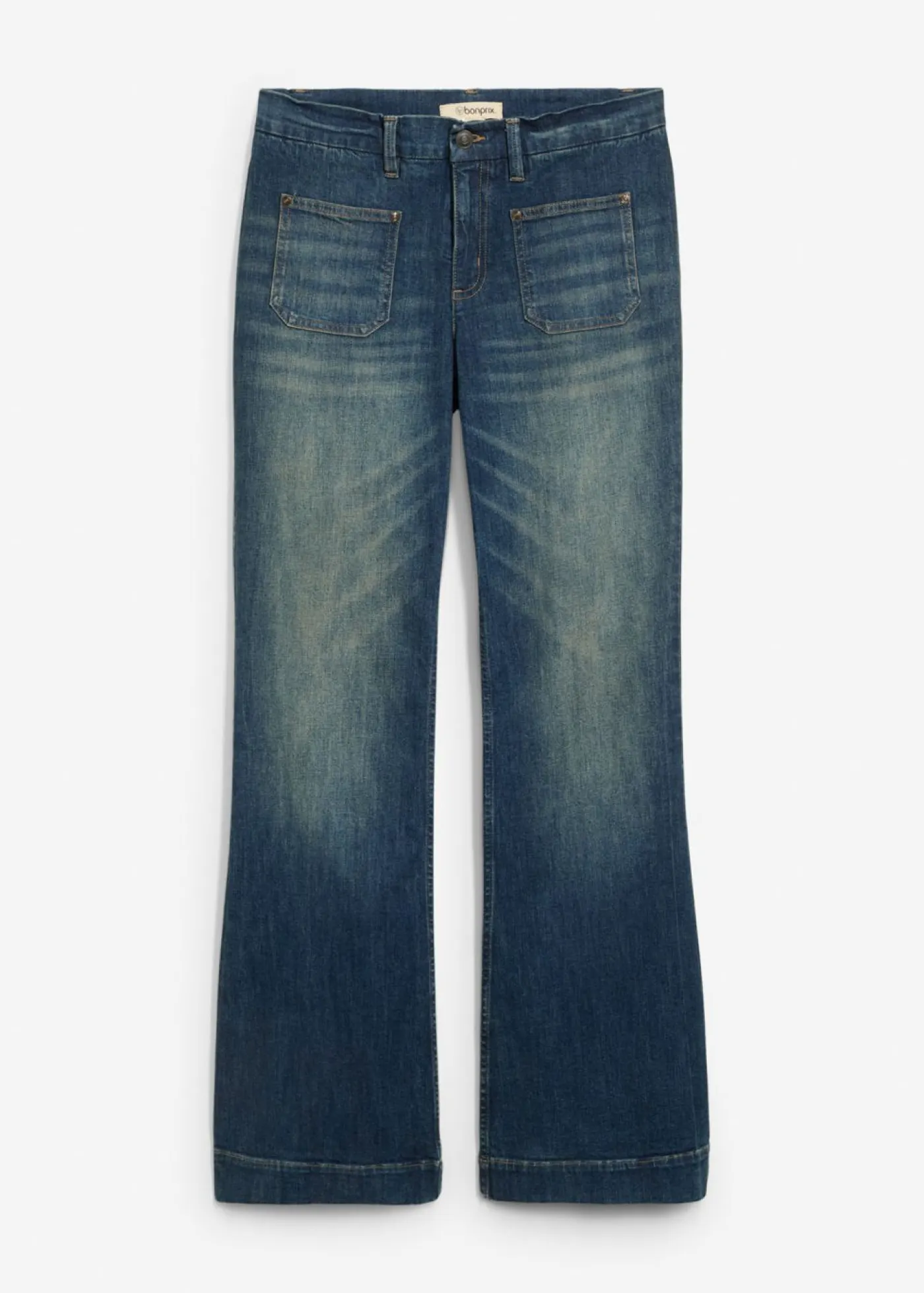 bonprix bonprix Vaqueros>Vaqueros acampanados de talle medio Azul oscuro denim