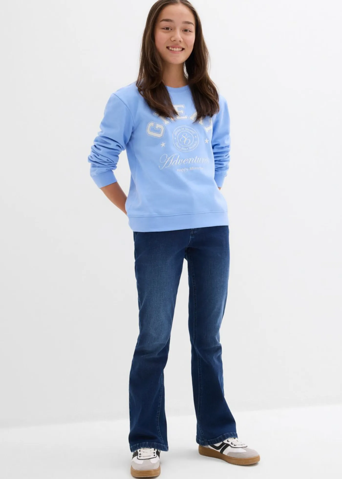 bonprix bonprix Ropa 9 A 16 Años·Jeans>Vaqueros acampanados de talle bajo Denim