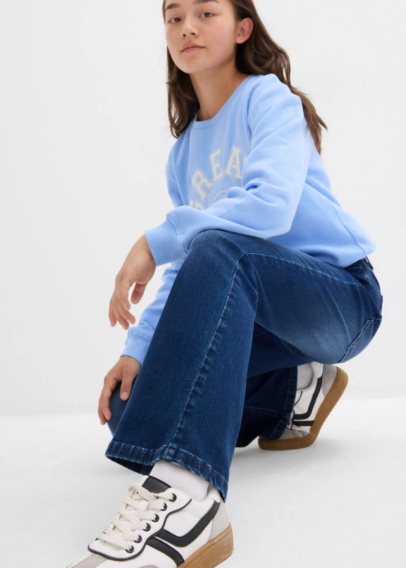 bonprix bonprix Ropa 9 A 16 Años·Jeans>Vaqueros acampanados de talle bajo Denim