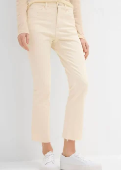bonprix bonprix Vaqueros>Vaqueros acampanados, high waist, cropped Beige natural