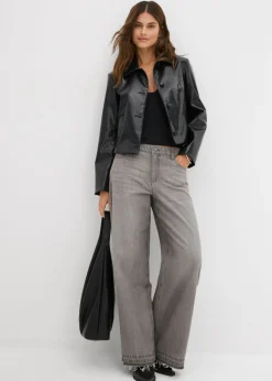 Mujer bonprix bonprix Vaqueros anchos de talle medio con cinturilla cómoda