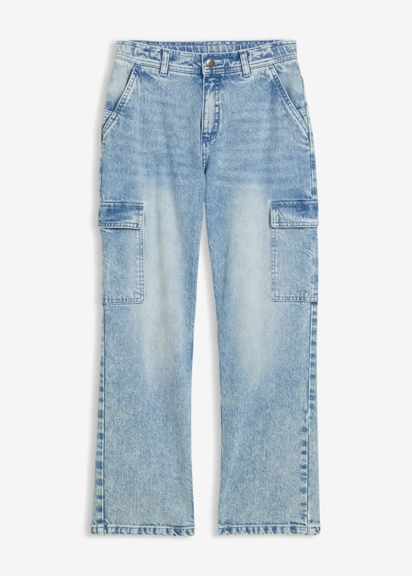 bonprix bonprix Ropa 9 A 16 Años·Jeans>Vaqueros anchos tipo cargo con talle medio Denim hielo