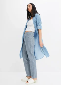 Mujer bonprix bonprix Vaqueros barrel de talle medio con rayas