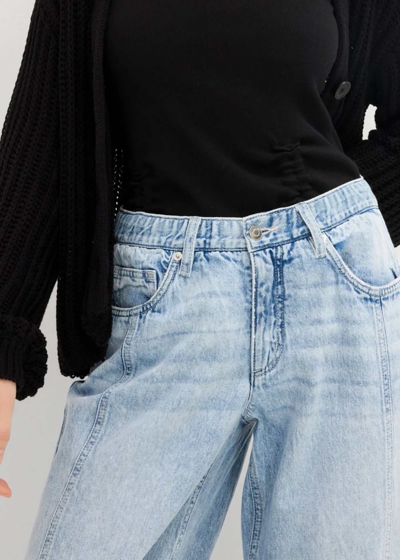 Mujer bonprix bonprix Vaqueros barrel, mid waist, low stretch, cropped